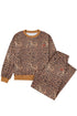 Leopard Print Bow Embroidery Wide Leg Pullover Pant Set