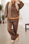 Leopard Print Bow Embroidery Wide Leg Pullover Pant Set