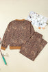 Leopard Print Bow Embroidery Wide Leg Pullover Pant Set