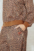 Leopard Print Bow Embroidery Wide Leg Pullover Pant Set