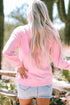 Leopard Print Bow Graphic Crew Neck Pullover Sweatshirt