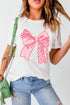 Leopard Print Bow Graphic Short Sleeve T Shirt