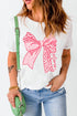 Leopard Print Bow Graphic Short Sleeve T Shirt