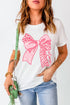 Leopard Print Bow Graphic Short Sleeve T Shirt