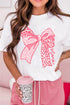 Leopard Print Bow Graphic Short Sleeve T Shirt