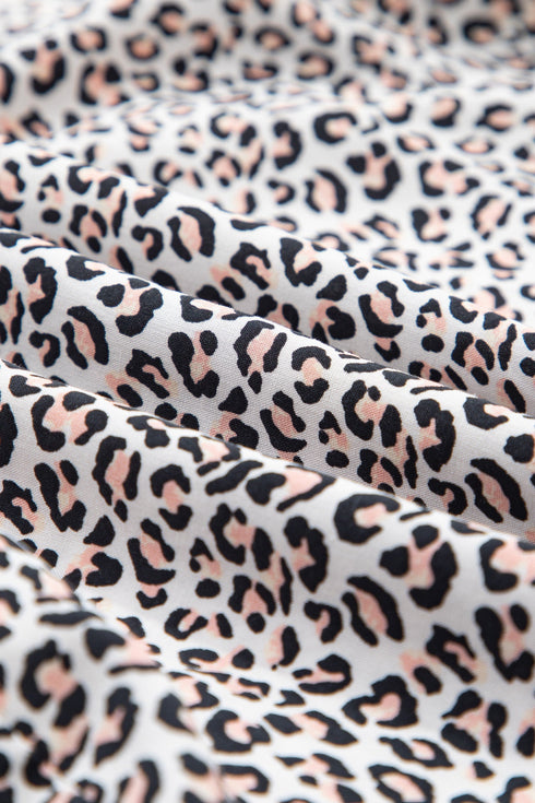 Leopard Print Bow Knot Patchwork Long Sleeve Lounge Set