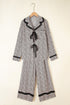 Leopard Print Bow Knot Patchwork Long Sleeve Lounge Set