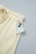 Leopard Print Bow Patched V Neck Drawstring Short Set