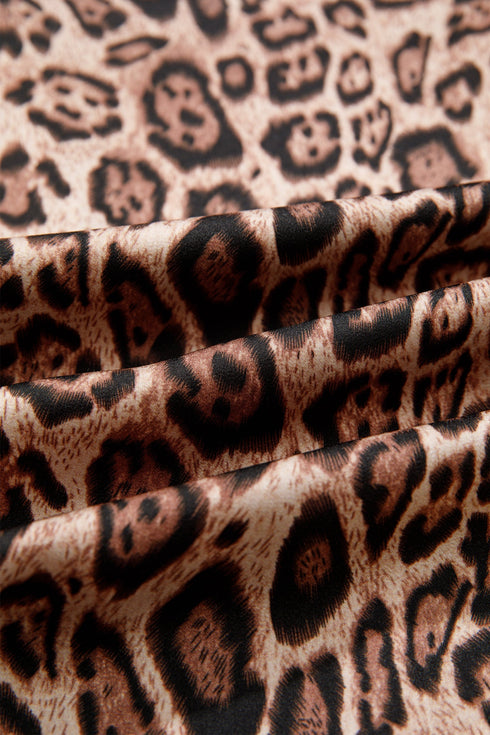 Leopard Print Bow Tie Puff Sleeve Western Blouse