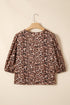 Leopard Print Bow Tie Puff Sleeve Western Blouse