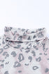 Leopard Print Brushed Fleece Cowl Neck Plus Size Top