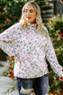 Leopard Print Brushed Fleece Cowl Neck Plus Size Top