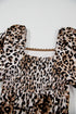 Leopard Print Bubble Sleeve Square Neck Maxi Dress