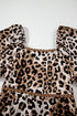 Leopard Print Bubble Sleeve Square Neck Maxi Dress