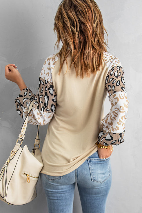 Leopard Print Bubble Sleeve Top