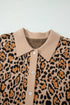 Leopard Print Button Front Long Sleeve Knit Cardigan
