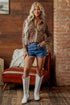 Leopard Print Button Front Long Sleeve Knit Cardigan