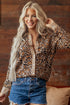Leopard Print Button Front Long Sleeve Knit Cardigan