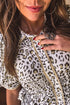 Leopard Print Button Front Short Puff Sleeve Midi Dress