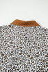 Leopard Print Button V Neck Puff Sleeve A Line Dress