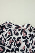 Leopard Print Buttoned Front 3/4 Sleeve Tiered Ruffled Hem Dress