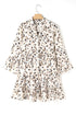 Leopard Print Buttoned Front 3/4 Sleeve Tiered Ruffled Hem Dress