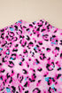 Leopard Print Buttoned Front 3/4 Sleeve Tiered Ruffled Hem Dress