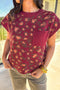 Leopard Print Cap Sleeve Pocket Sweater Top