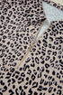 Leopard Print Collared Half Zip Ruffle Sleeve Short Set