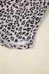 Leopard Print Collared Half Zip Ruffle Sleeve Short Set
