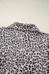 Leopard Print Collared Half Zip Ruffle Sleeve Short Set