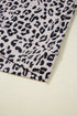 Leopard Print Collared Half Zip Ruffle Sleeve Short Set