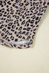 Leopard Print Collared Half Zip Ruffle Sleeve Short Set