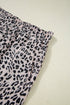 Leopard Print Collared Half Zip Ruffle Sleeve Short Set