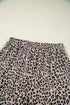 Leopard Print Collared Half Zip Ruffle Sleeve Short Set