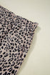 Leopard Print Collared Half Zip Ruffle Sleeve Short Set
