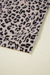 Leopard Print Collared Half Zip Ruffle Sleeve Short Set