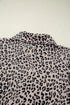 Leopard Print Collared Half Zip Ruffle Sleeve Short Set