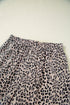 Leopard Print Collared Half Zip Ruffle Sleeve Short Set