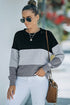 Leopard Print Color Block Drop Shoulder Pullover Sweatshirt