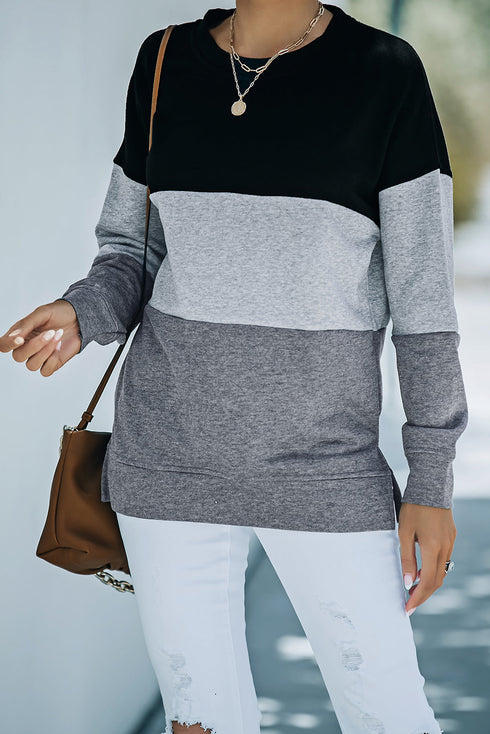 Leopard Print Color Block Drop Shoulder Pullover Sweatshirt