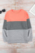 Leopard Print Color Block Drop Shoulder Pullover Sweatshirt