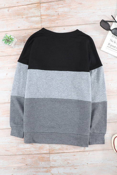 Leopard Print Color Block Drop Shoulder Pullover Sweatshirt