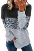 Leopard Print Color Block Drop Shoulder Pullover Sweatshirt