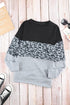 Leopard Print Color Block Drop Shoulder Pullover Sweatshirt