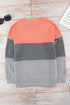 Leopard Print Color Block Drop Shoulder Pullover Sweatshirt
