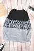 Leopard Print Color Block Drop Shoulder Pullover Sweatshirt