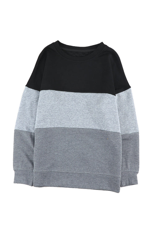Leopard Print Color Block Drop Shoulder Pullover Sweatshirt