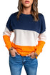 Leopard Print Color Block Drop Shoulder Pullover Sweatshirt
