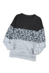 Leopard Print Color Block Drop Shoulder Pullover Sweatshirt